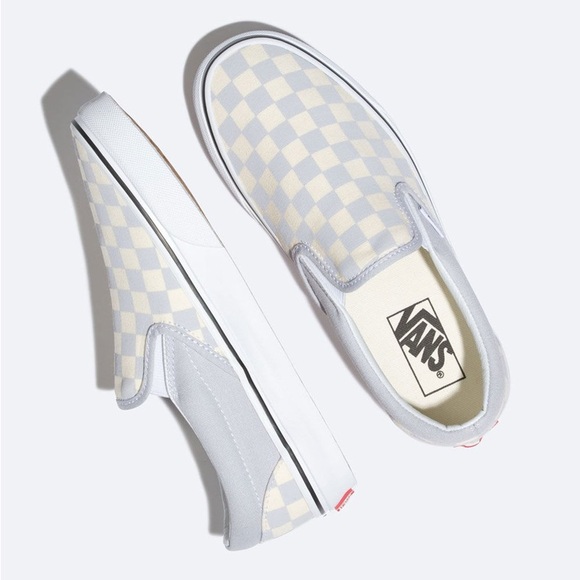 VANS Checkerboard Gray Dawn & True White Womens Slip-On Shoes - Picture 7 of 11